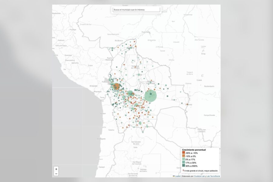 Mapa del crecimiento poblacional de los municipios, con el Censo 2024