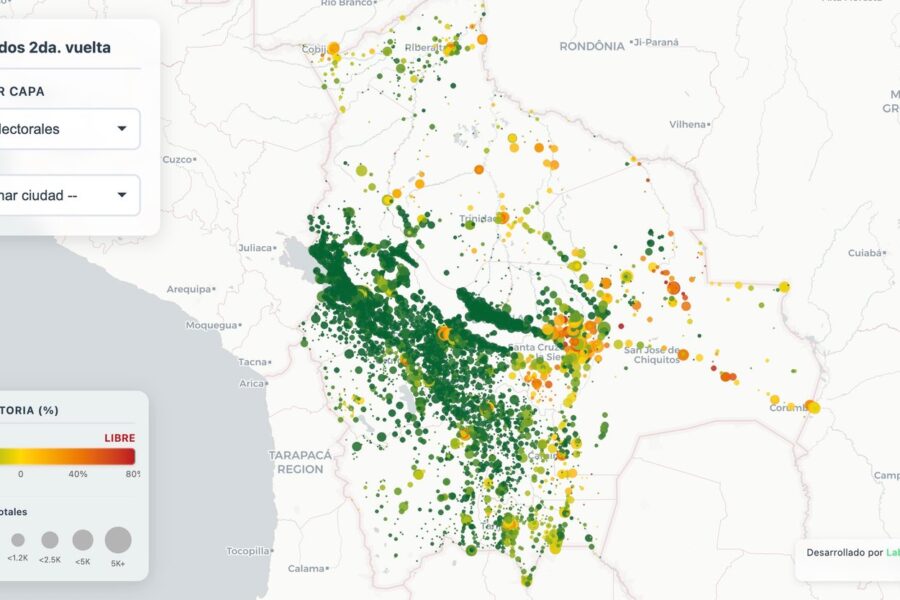 Mapa de resultados electorales de segunda vuelta en Bolivia